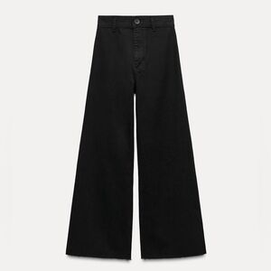 Zara Marine Straight Black Frayed Hem Jeans - Size 2